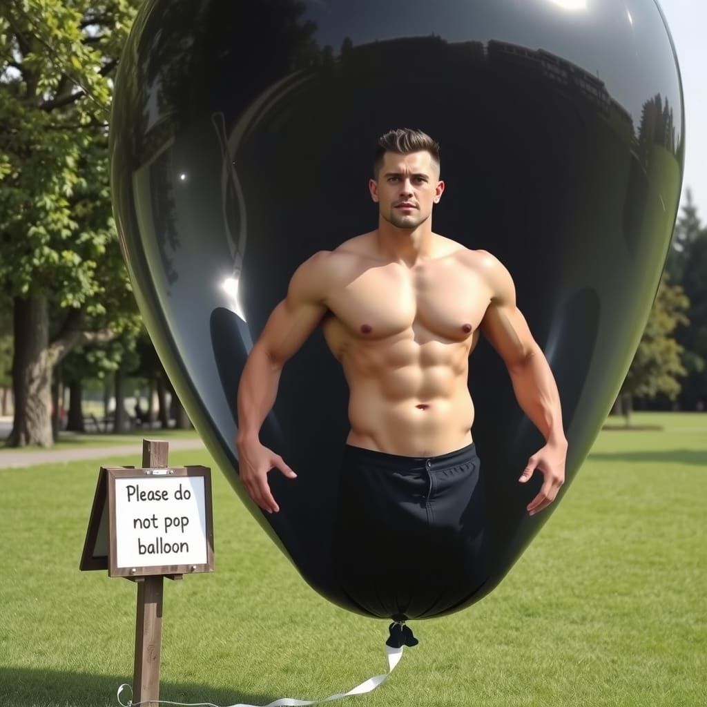 Muscular Man in Balloon: A Vibrant Display