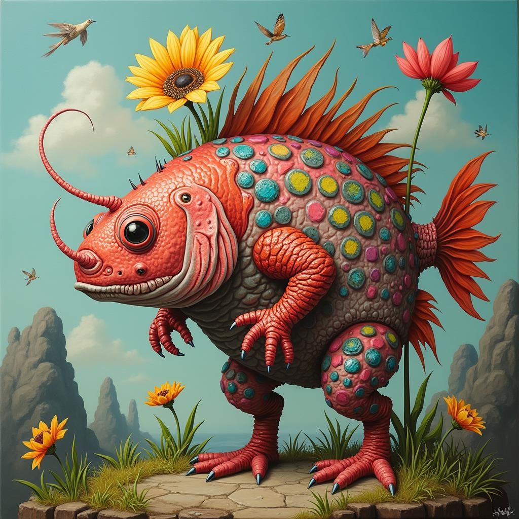 Fürcherliches Fabelmonster, eine Mischng aus Pflanze und Tie...