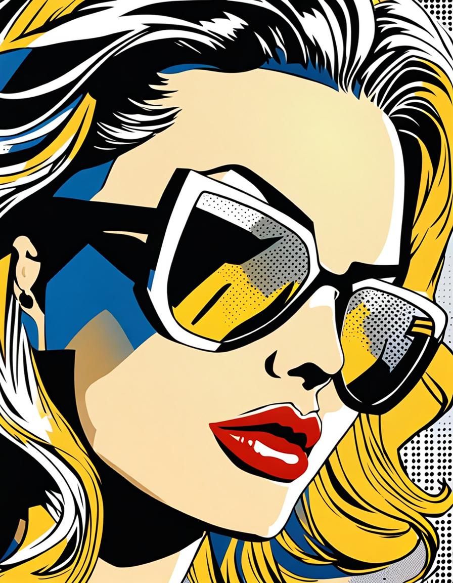 Woman in Sunglasses: Pop Art in Lichtenstein Style