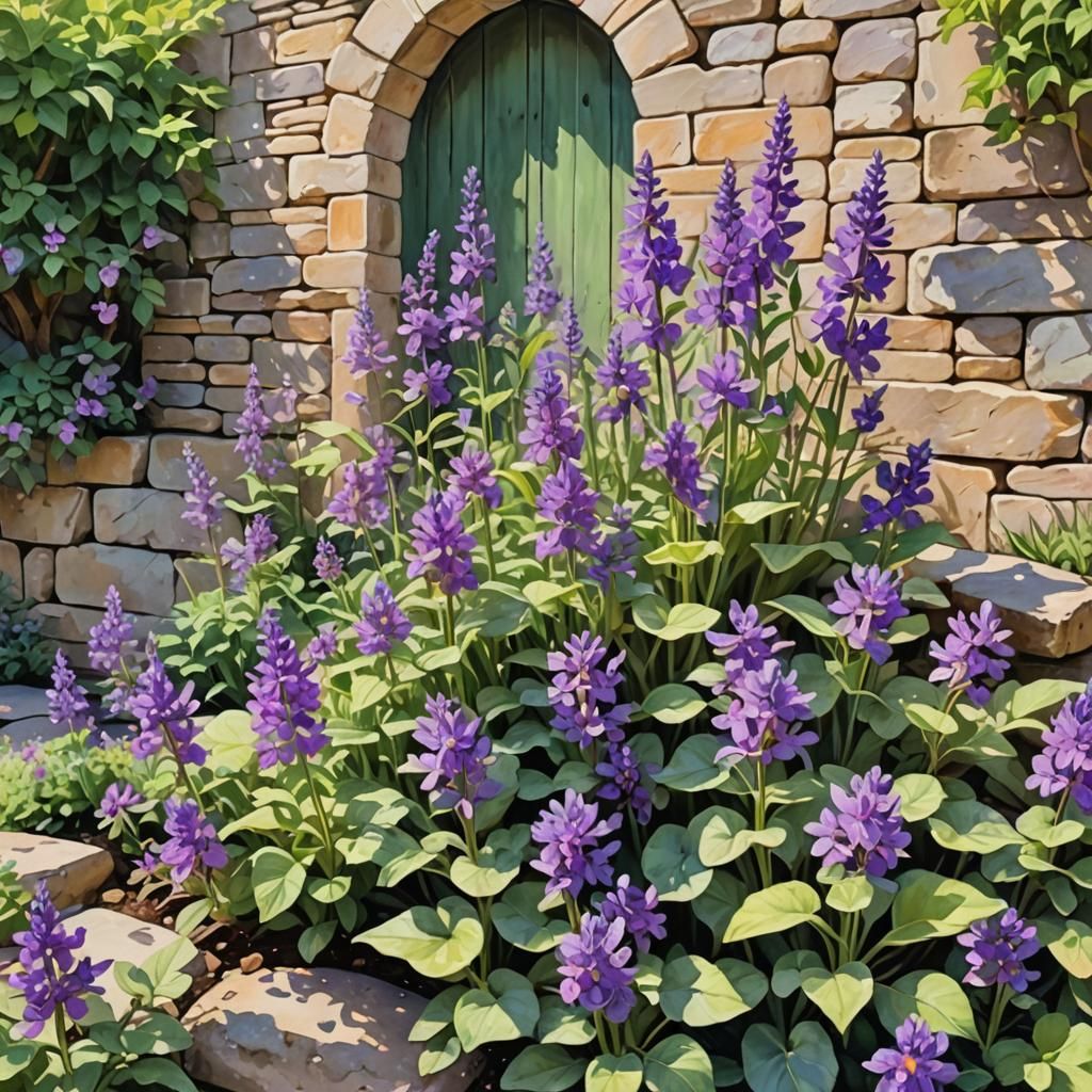 Dreamy Watercolor Leander in Lush Garden