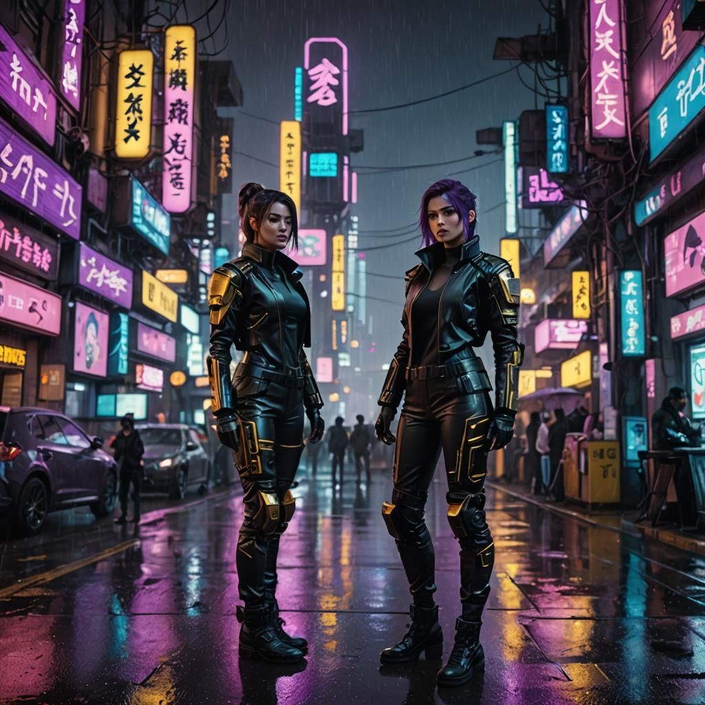 Cyberpunk Girl in Futuristic City, Anime Art
