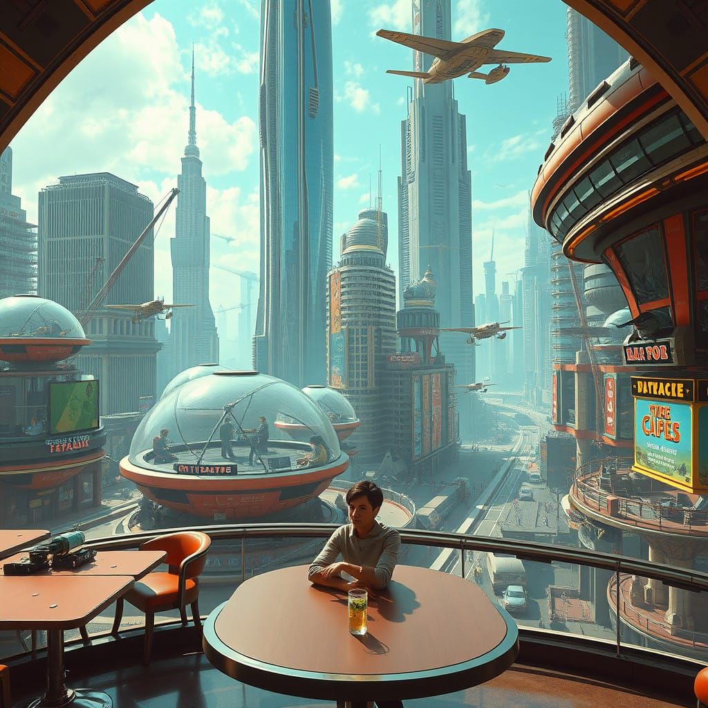 Retro-Futuristic Cityscape in 8k Matte Painting Style