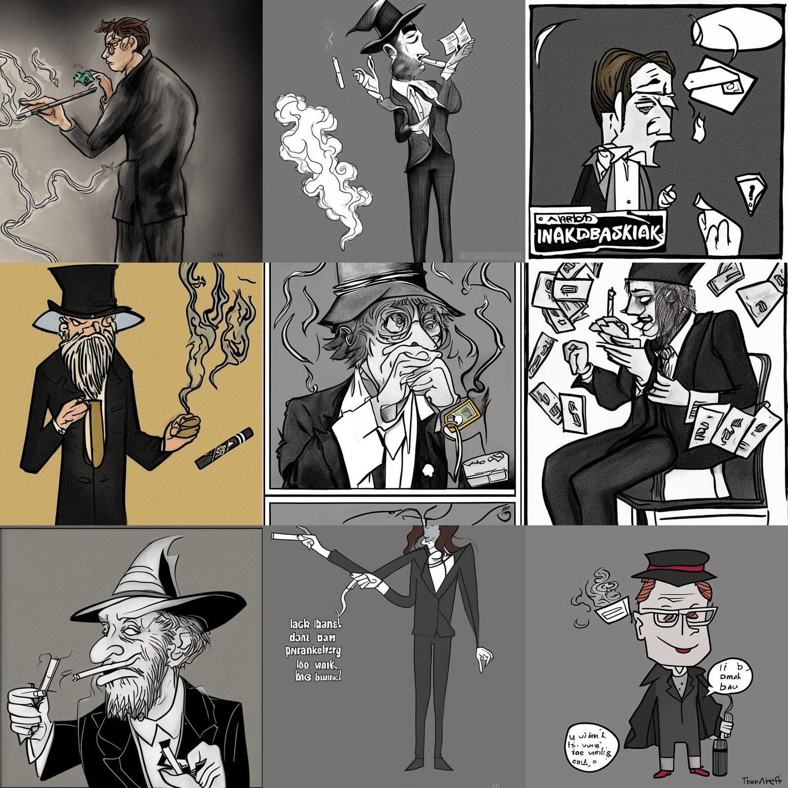 Bored Wizard Banker Rolling a Cigarette: Fantasy Art