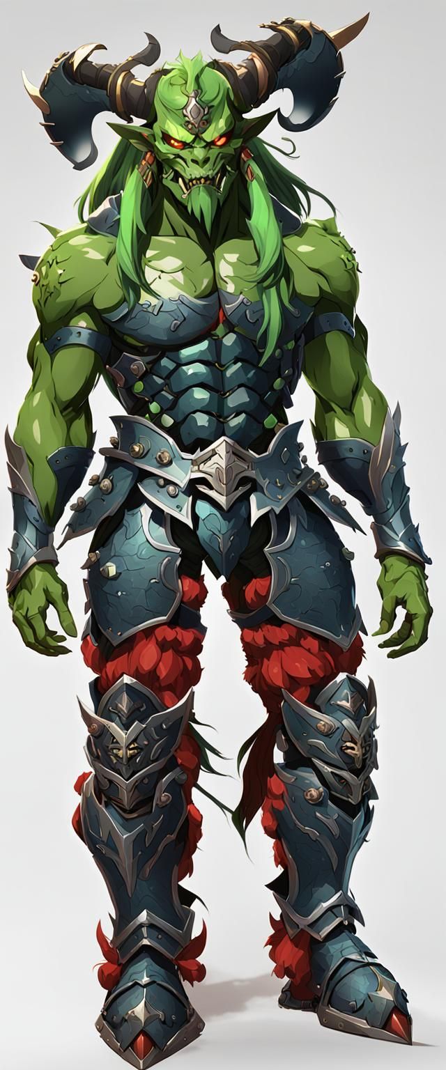 Three-Headed Oni in 3D Anime Style