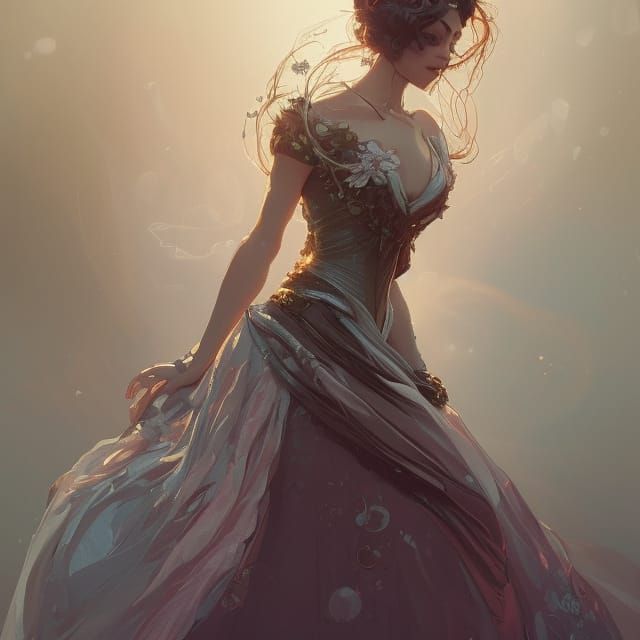 Elegant Royal Ballgown Portrait in Hyperdetailed Digital Art