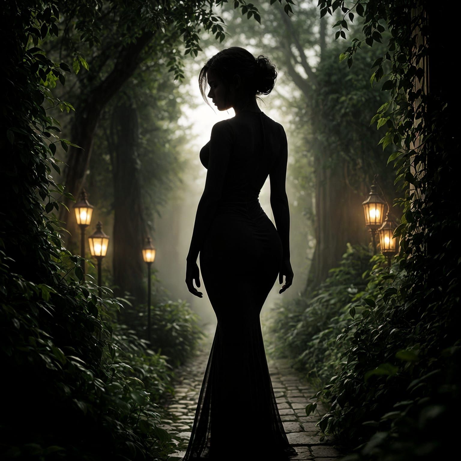 Ethereal French Garden Silhouette