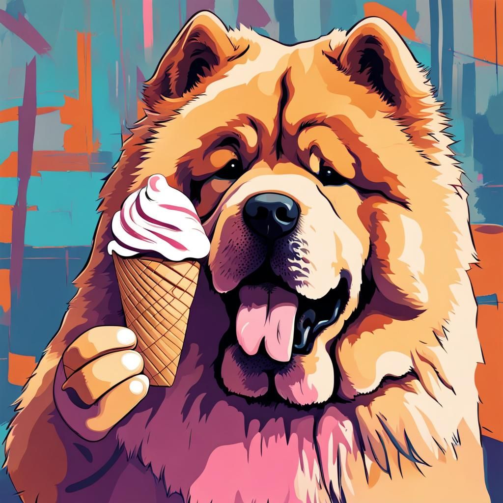 Chow Chow Enjoys Ice Cream: Abstract Art