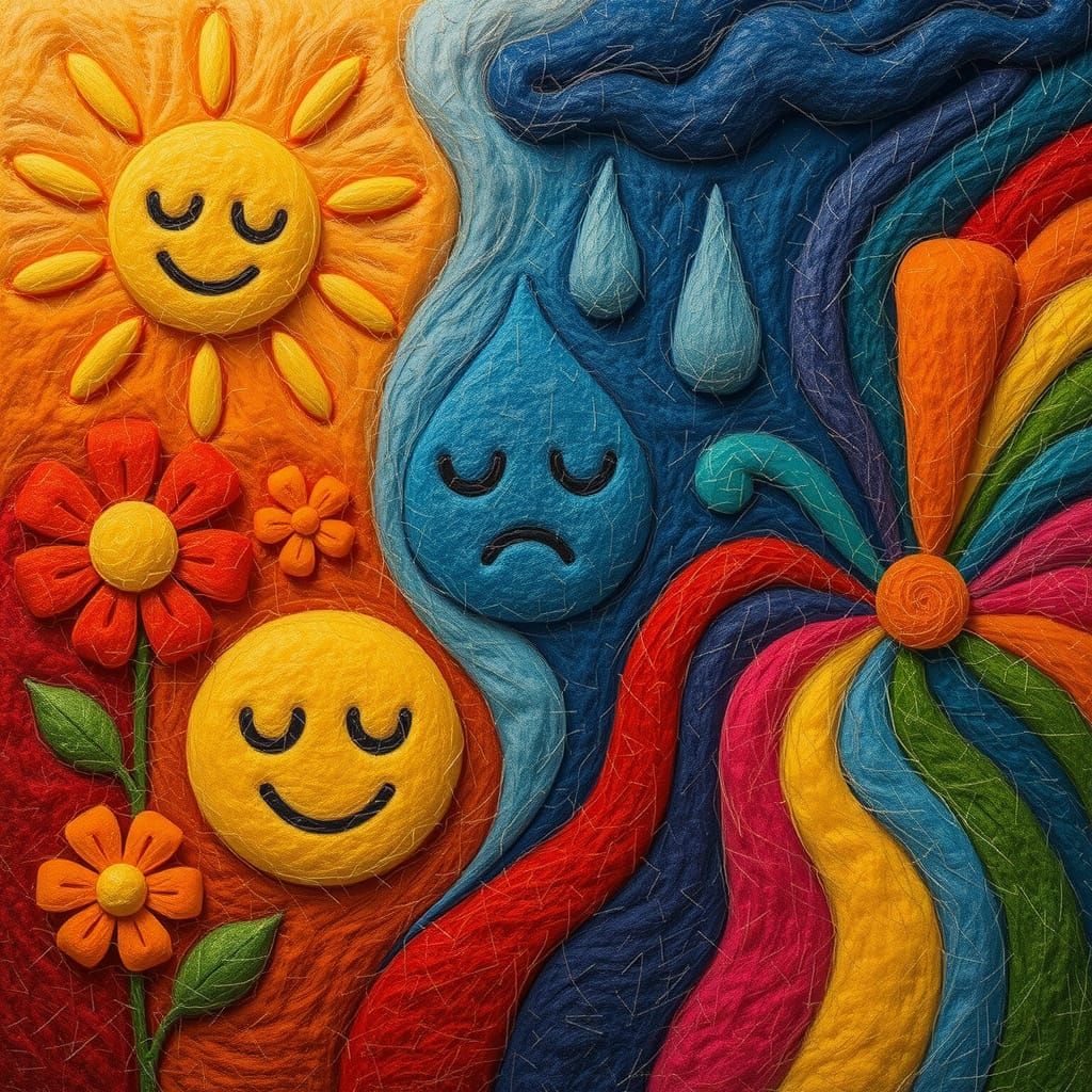 Emotional Felt Landscape: A Surreal Fabric Art