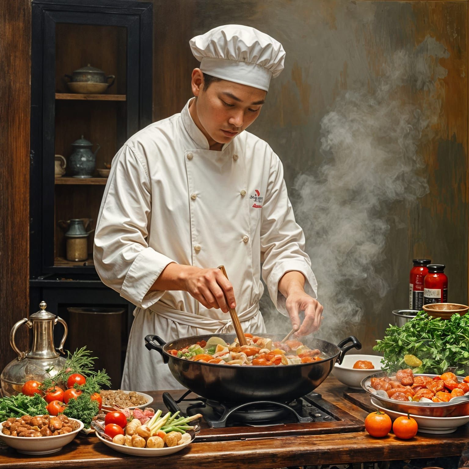 Sizzling Hotpot Scene in Traditional Chinese Cuisine