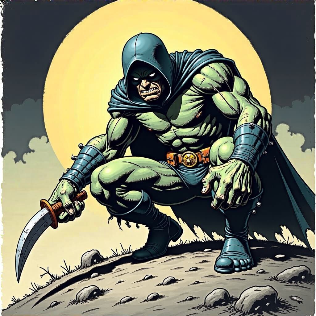 Grimdark Warrior in Comic Book Style