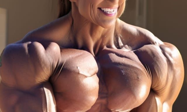 Extremely Muscular Female Bodybuilder
