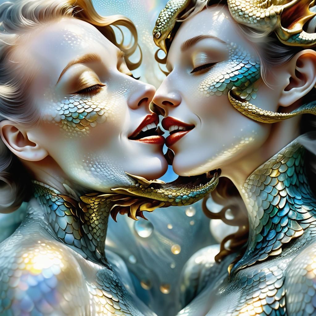 Twoheaded kissing smiling farting brilliant whitest glass gh...