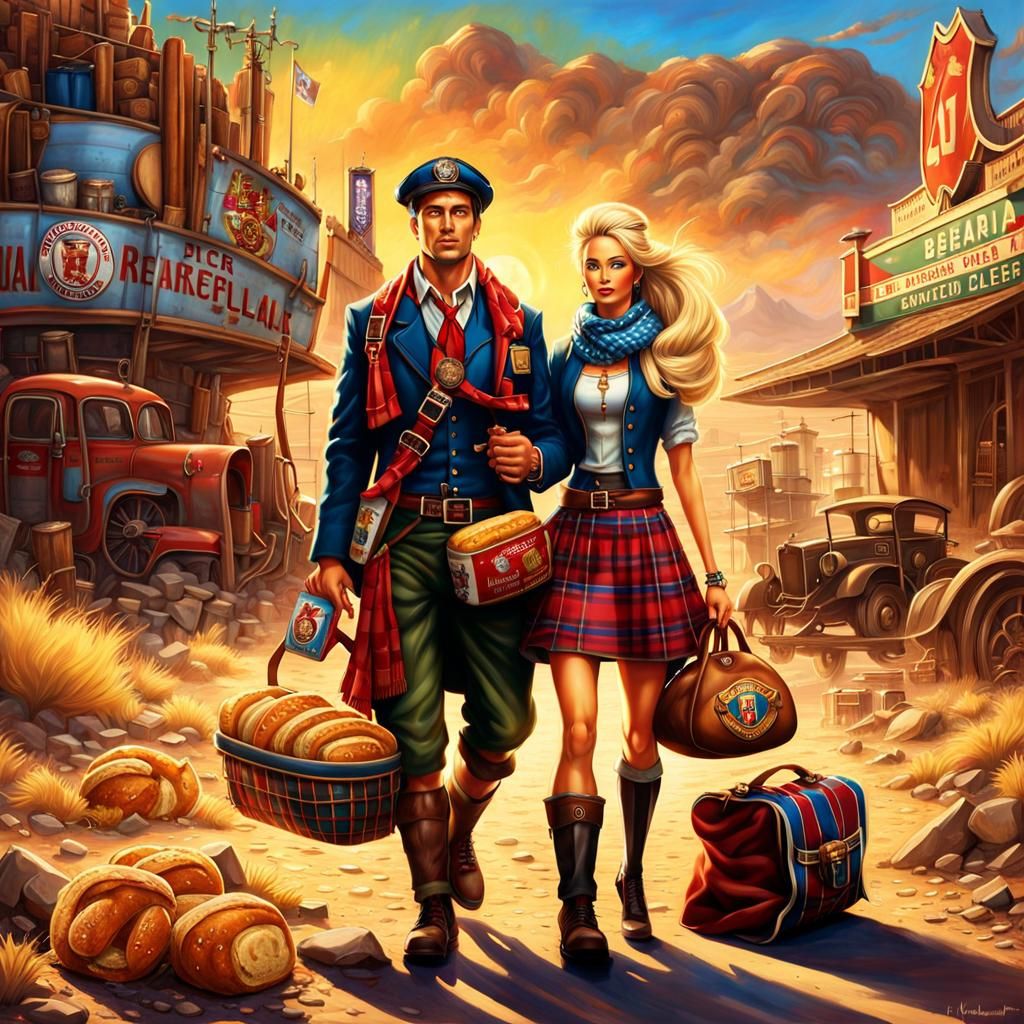 Wasteland Ken and Barbie in Ruined Las Vegas