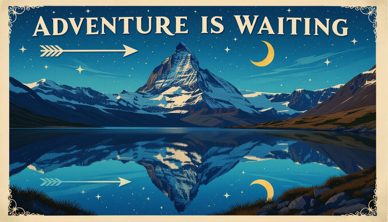 Fairyland Mountain Landscape Postcard Under Starry Night