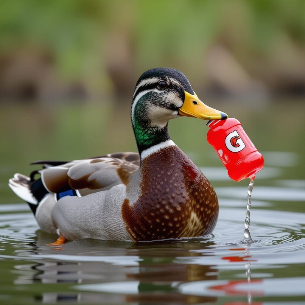 Duck Enjoying Gatorade