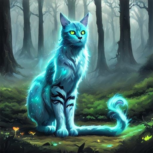 Regal Minion Cat Reigns in Enchanted Forest Landscape