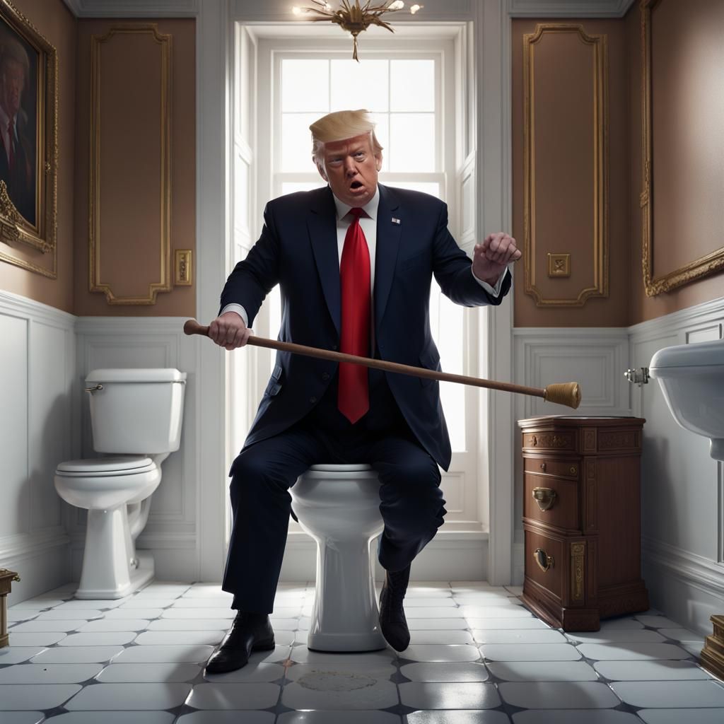 Donald Trump Plumbing: Detailed Matte Painting