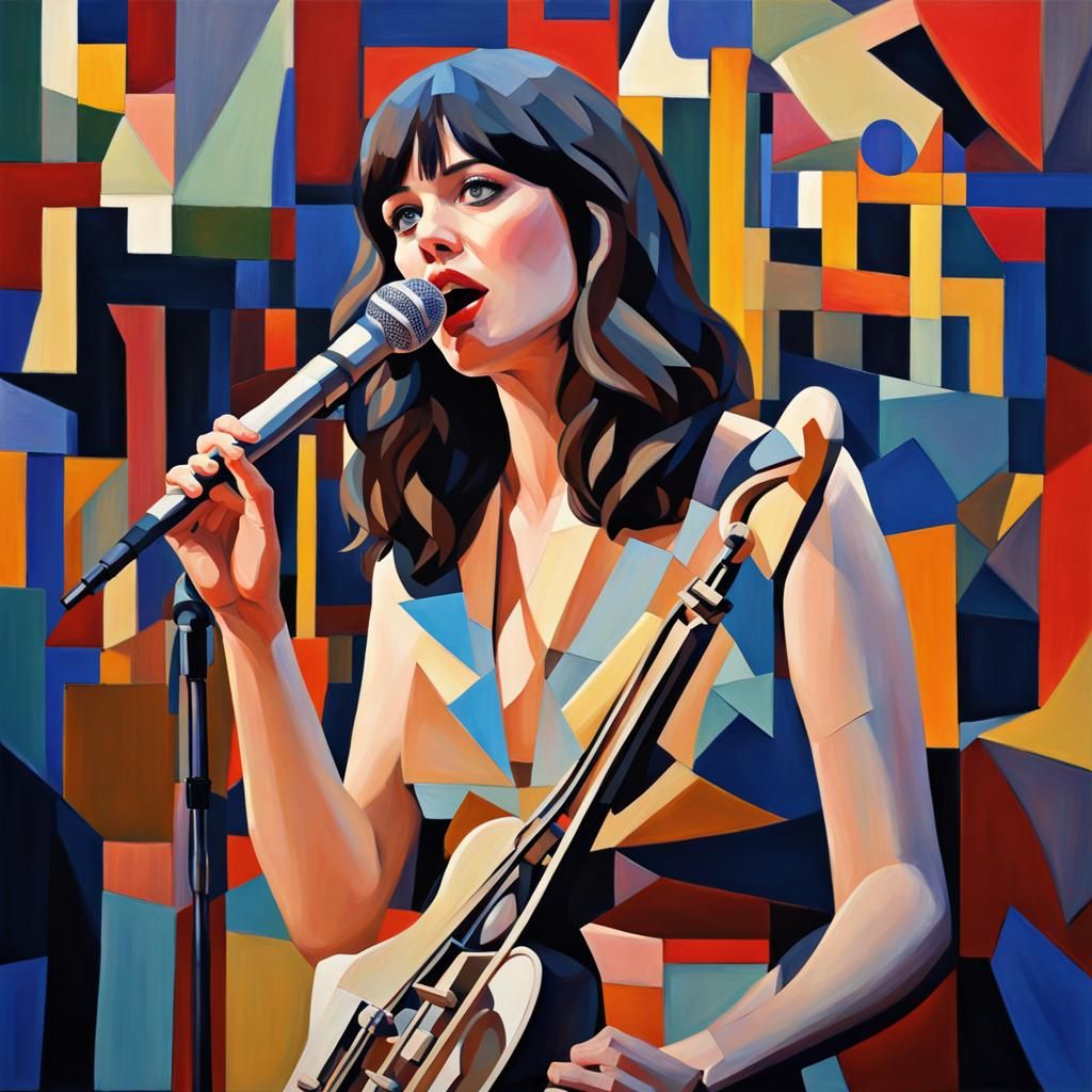 Zooey Deschanel in a Cubist Jazz Bar