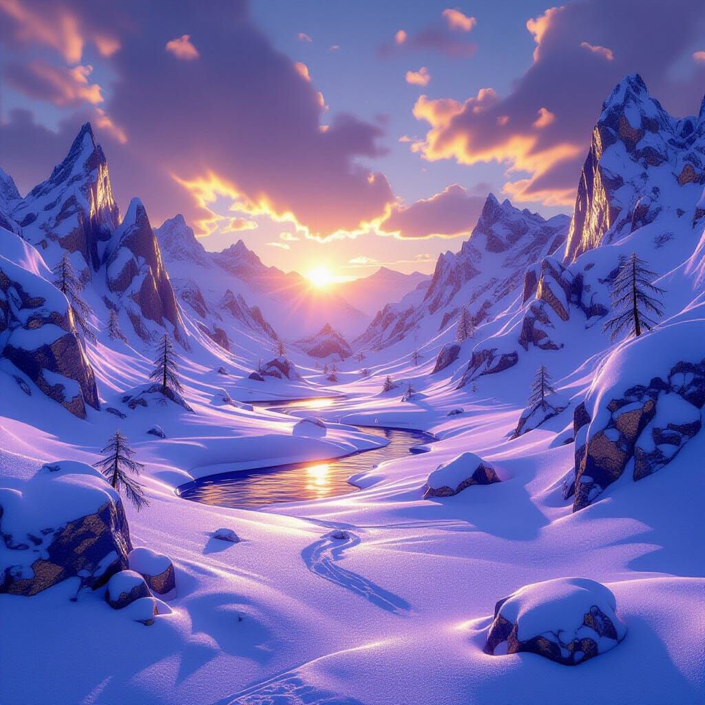 gold & amethyst snowscape 💜💛