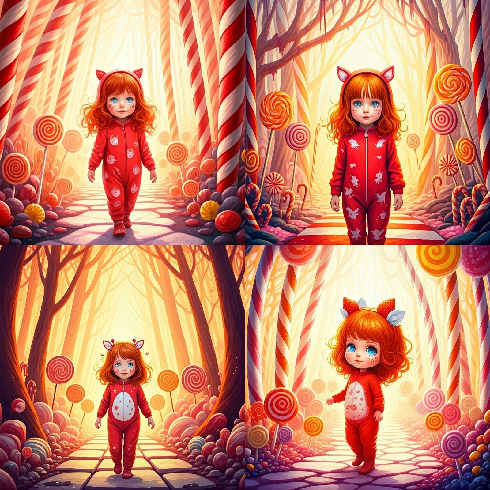 Lost Girl in Candyland Gouache Painting