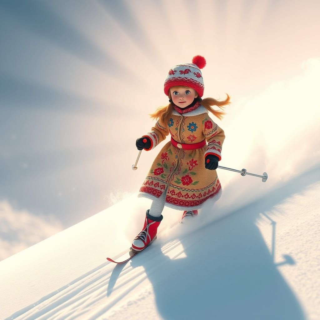 Ukrainian Girl Speeds Down Snowy Mountain in Traditional Win...