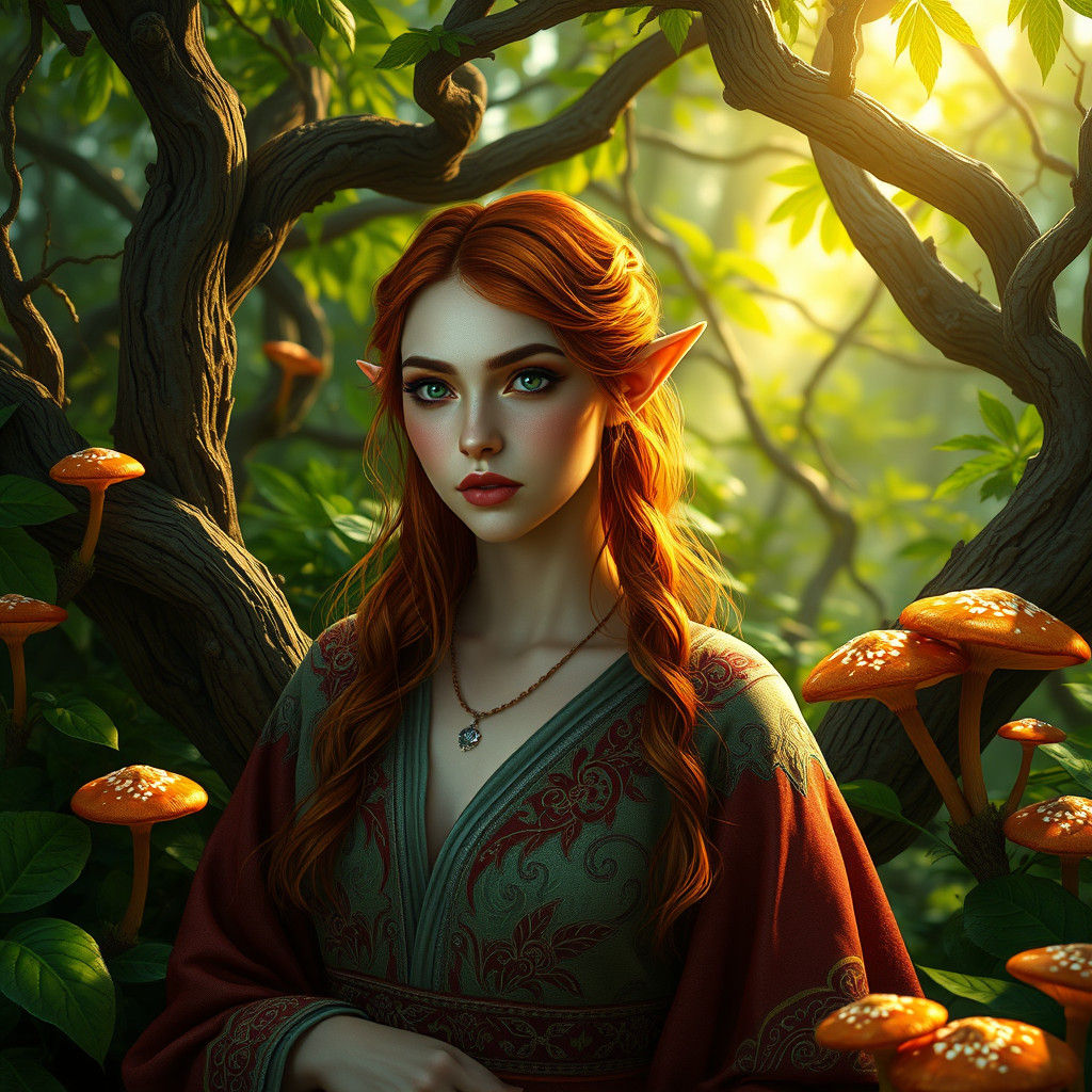 Auburn Elf in Emerald Forest, Concept Art