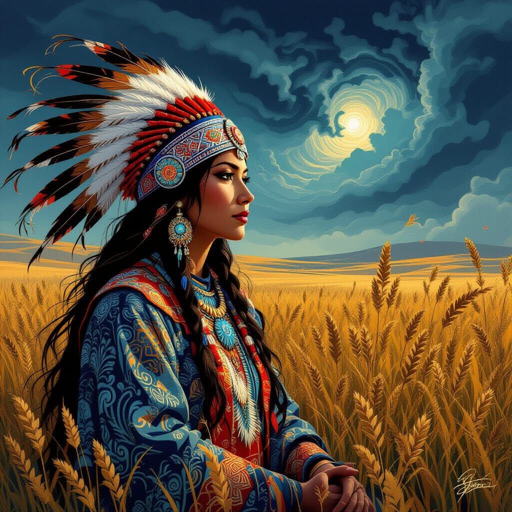 Abstract Shaman Art in Tall Grasslands