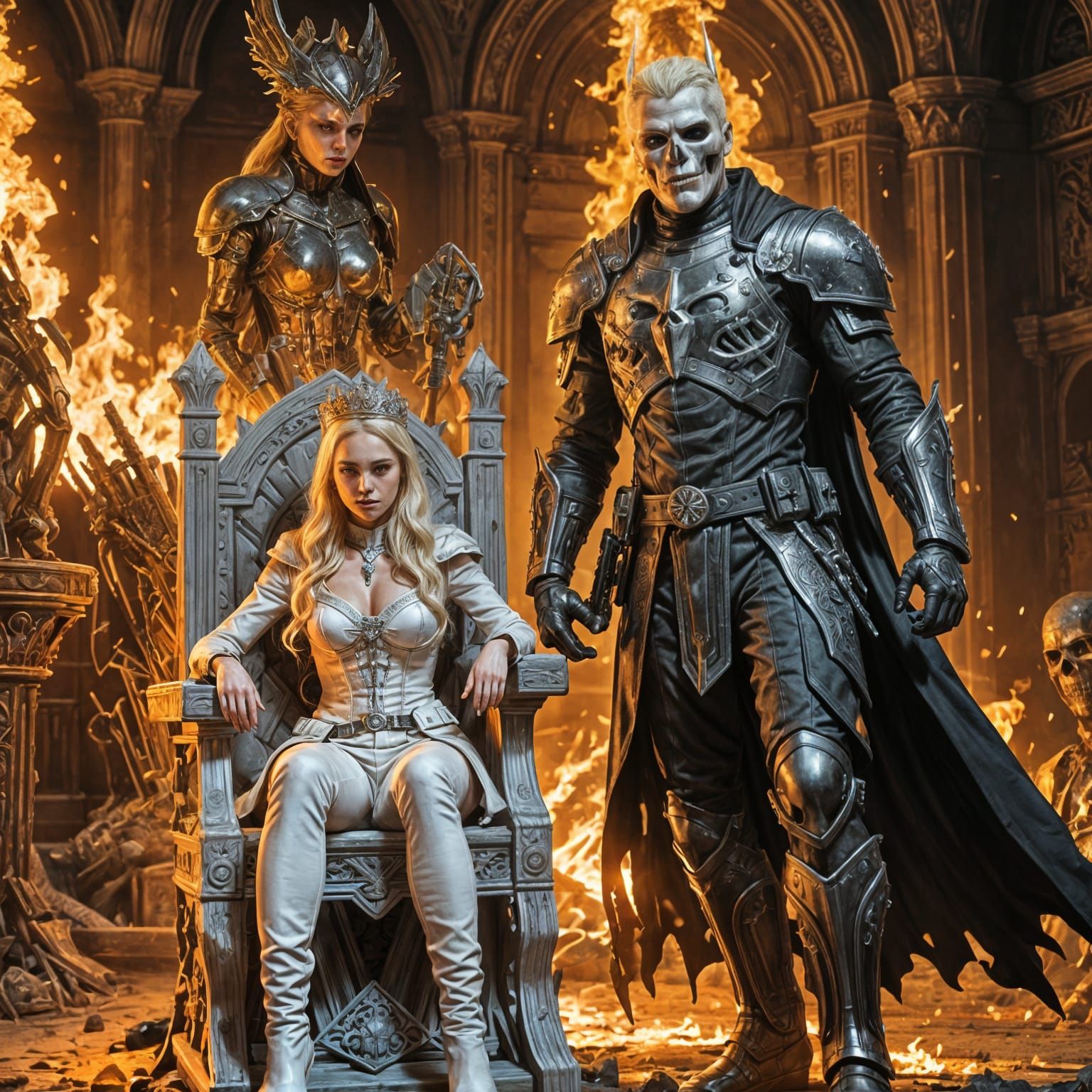 Blonde Princess and Knight in Comic Book Art Style