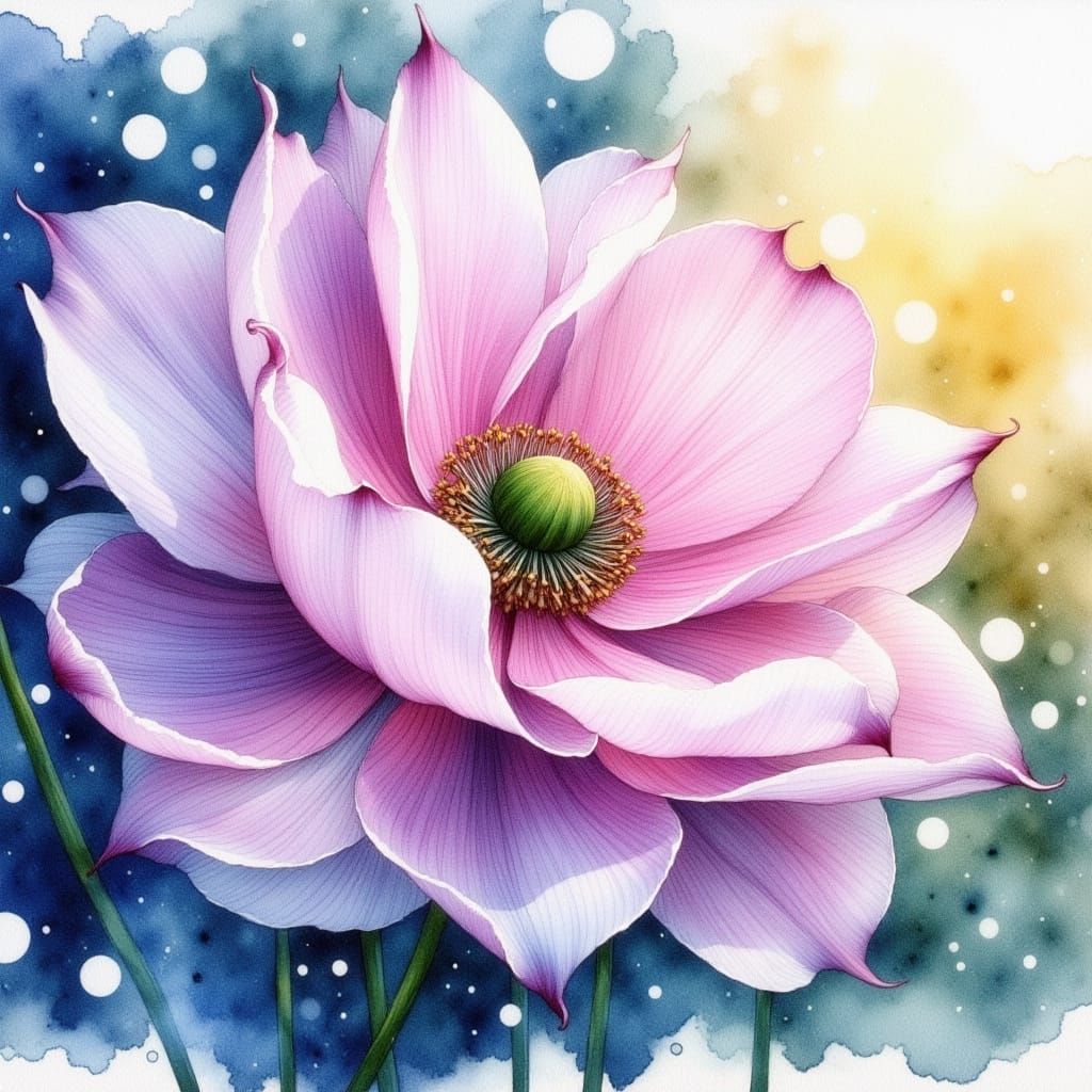 Watercolor Of A Anemone Flower