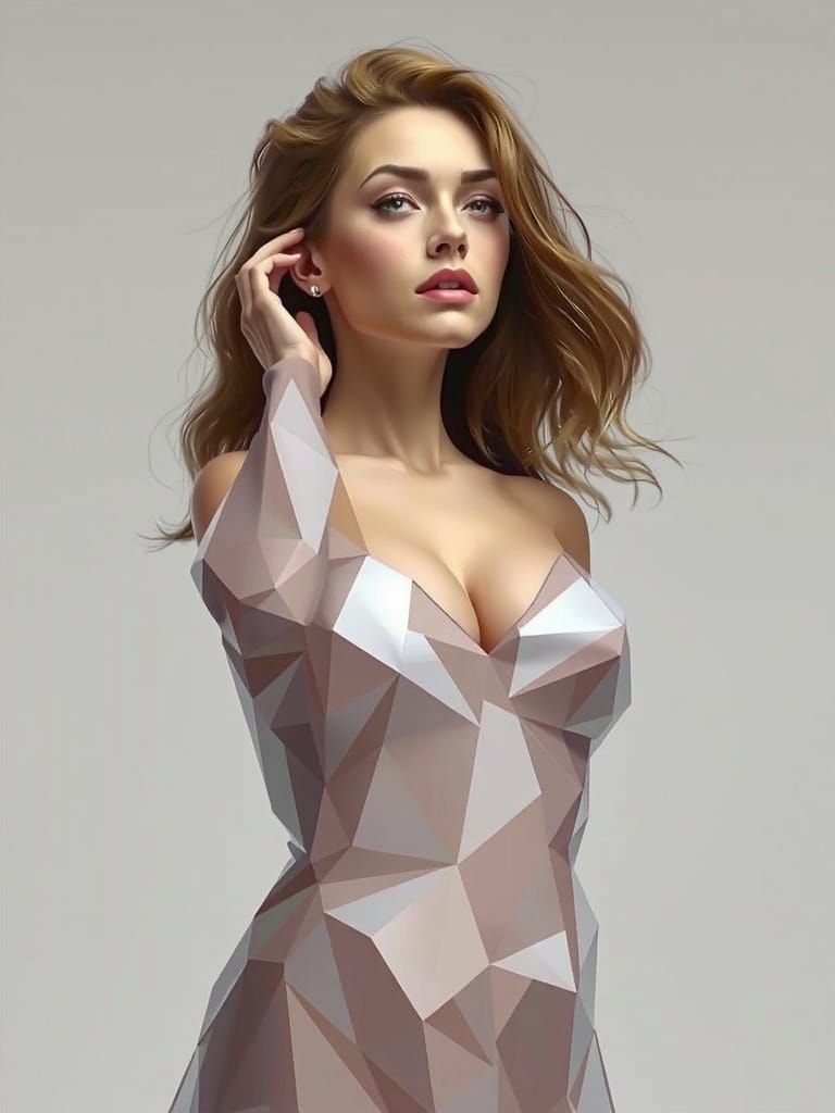 Woman Emerges from 4D Geometry Universe