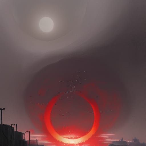 Rainbow Nuclear Explosion Over Fallen City