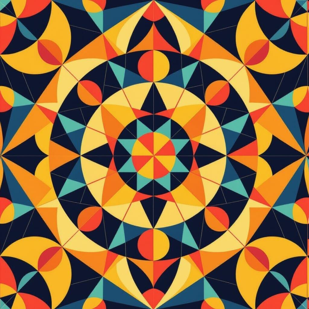 Geometric Fauvist Pattern Inspired by Bauhaus