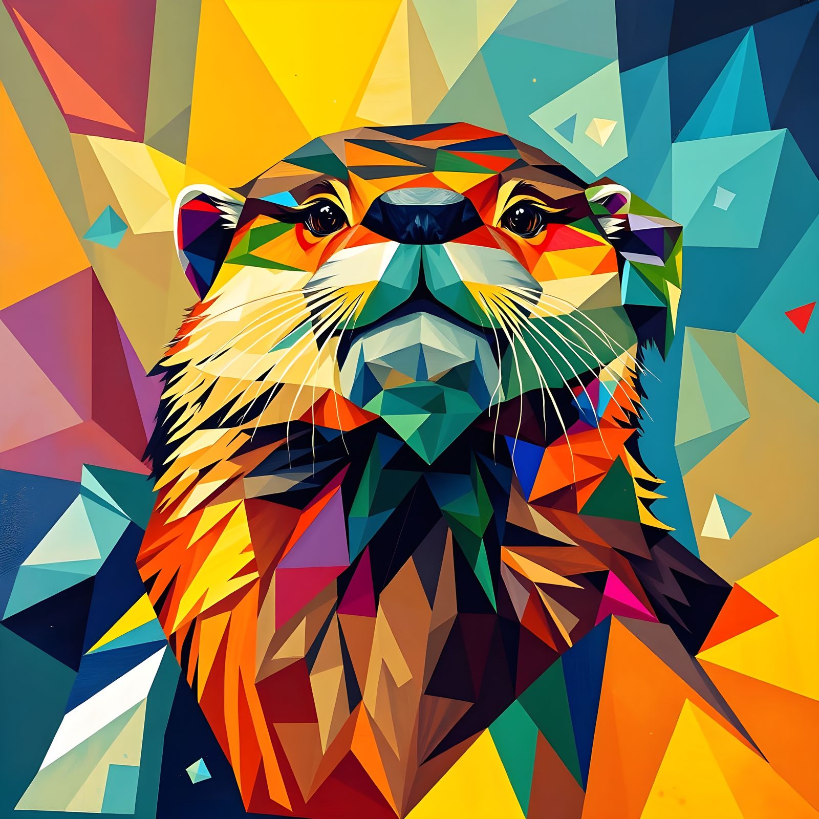 Surreal Cubist River Otter Unveiled in Neo-Cubist Art Deco S...