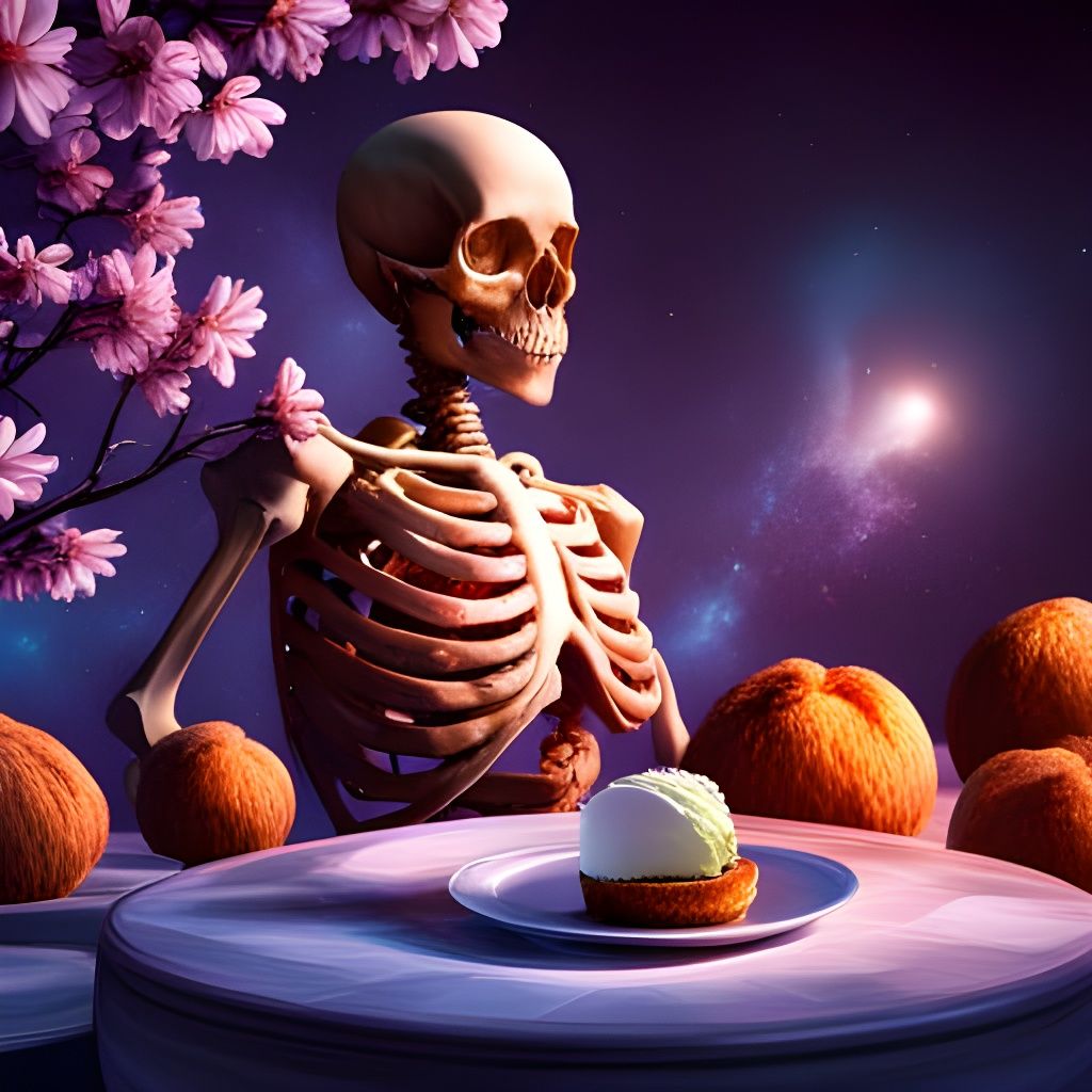 Skeleton Feast: Cherry Blossoms and Cosmic Delights