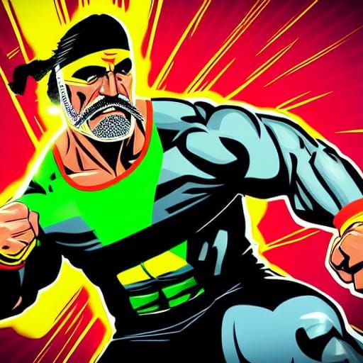 Wrestling Portrait in Comic Book Art Style