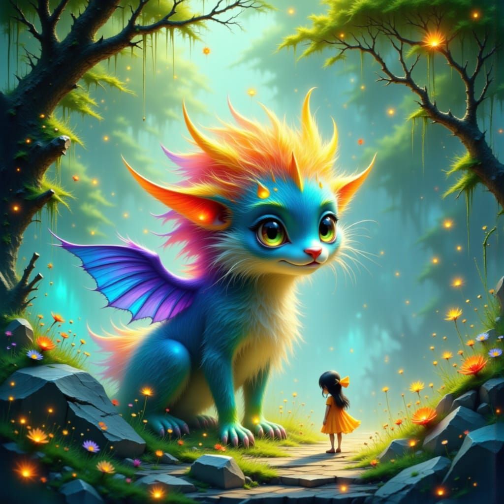Ethereal Beast in Enchanted Glade CGI Cartoon