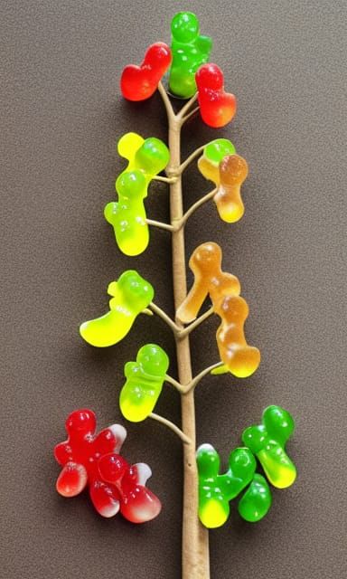 Yellow Gummy Berries Tree: AI Creation