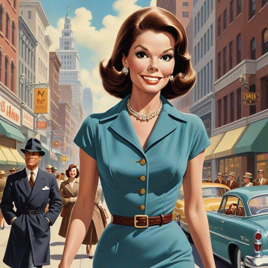 Vintage Pulp Magazine Cover Girl Private Eye Strides Through...