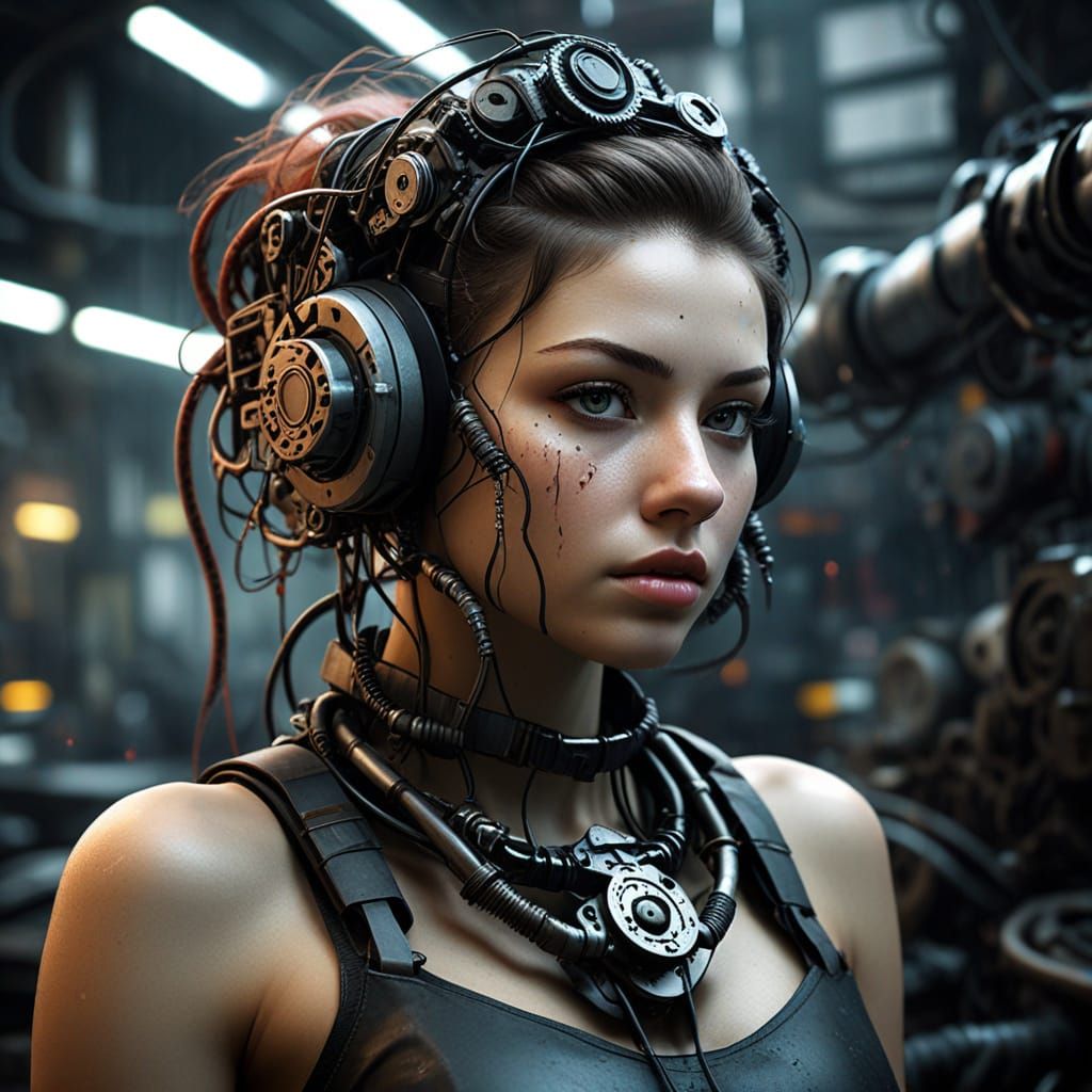Cyberpunk Goddess in Industrial Decay