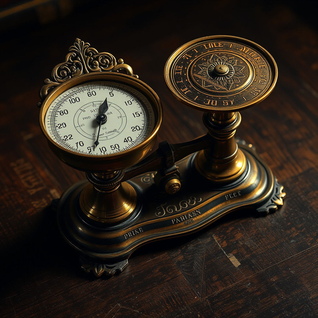 Ornate Antique Brass Weighing Scales in HDR