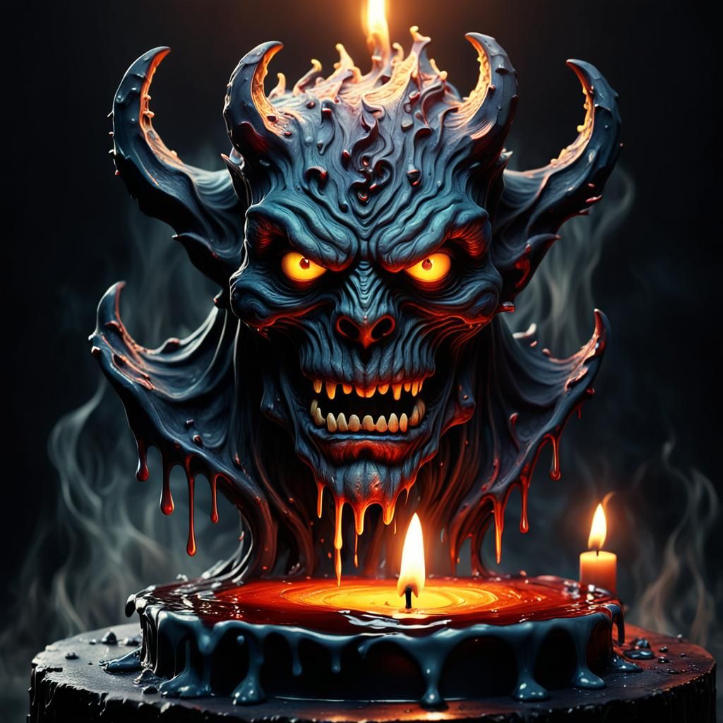 Detailed Matte Painting of a Candle Wax Demon