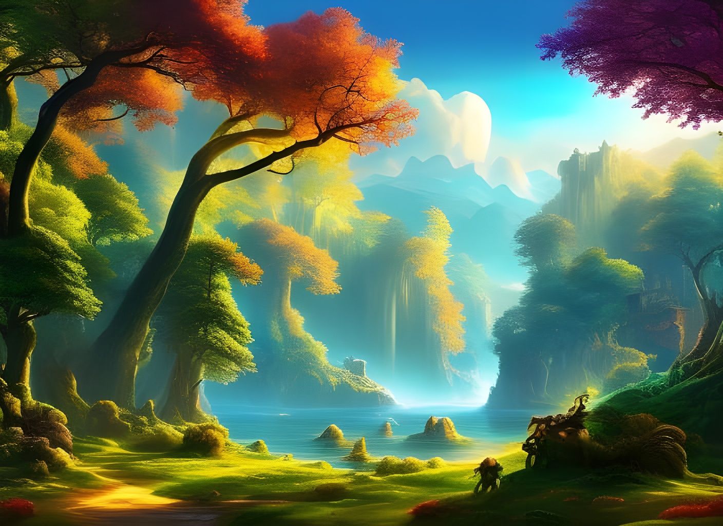 Stained Glass Fairy Town: A Digital Landscape