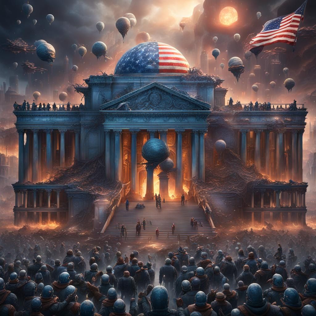 Democracy's Disintegrating Chrysalis: A Detailed Matte Paint...