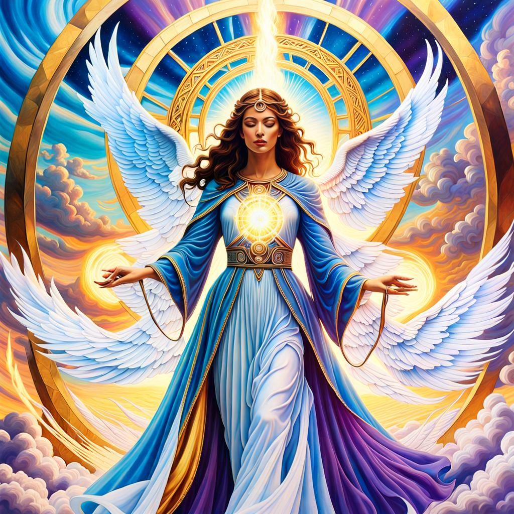 Angel of Elements in Surrealist Style