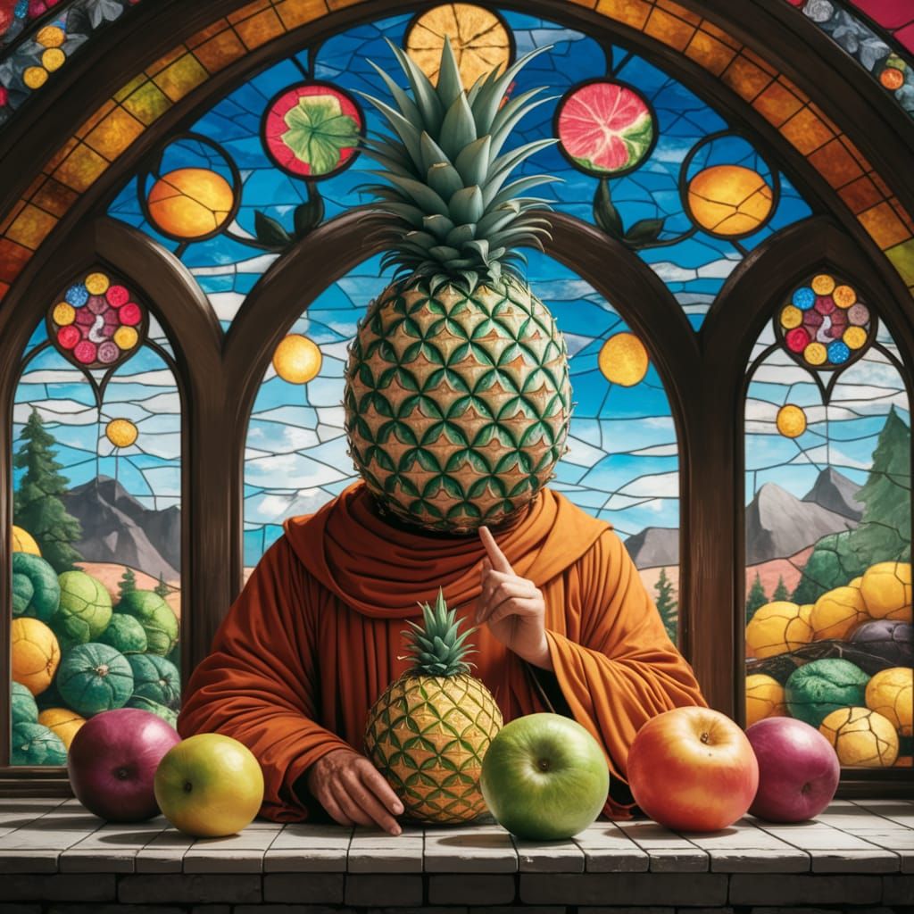Pineapple Monk in Stained Glass Light