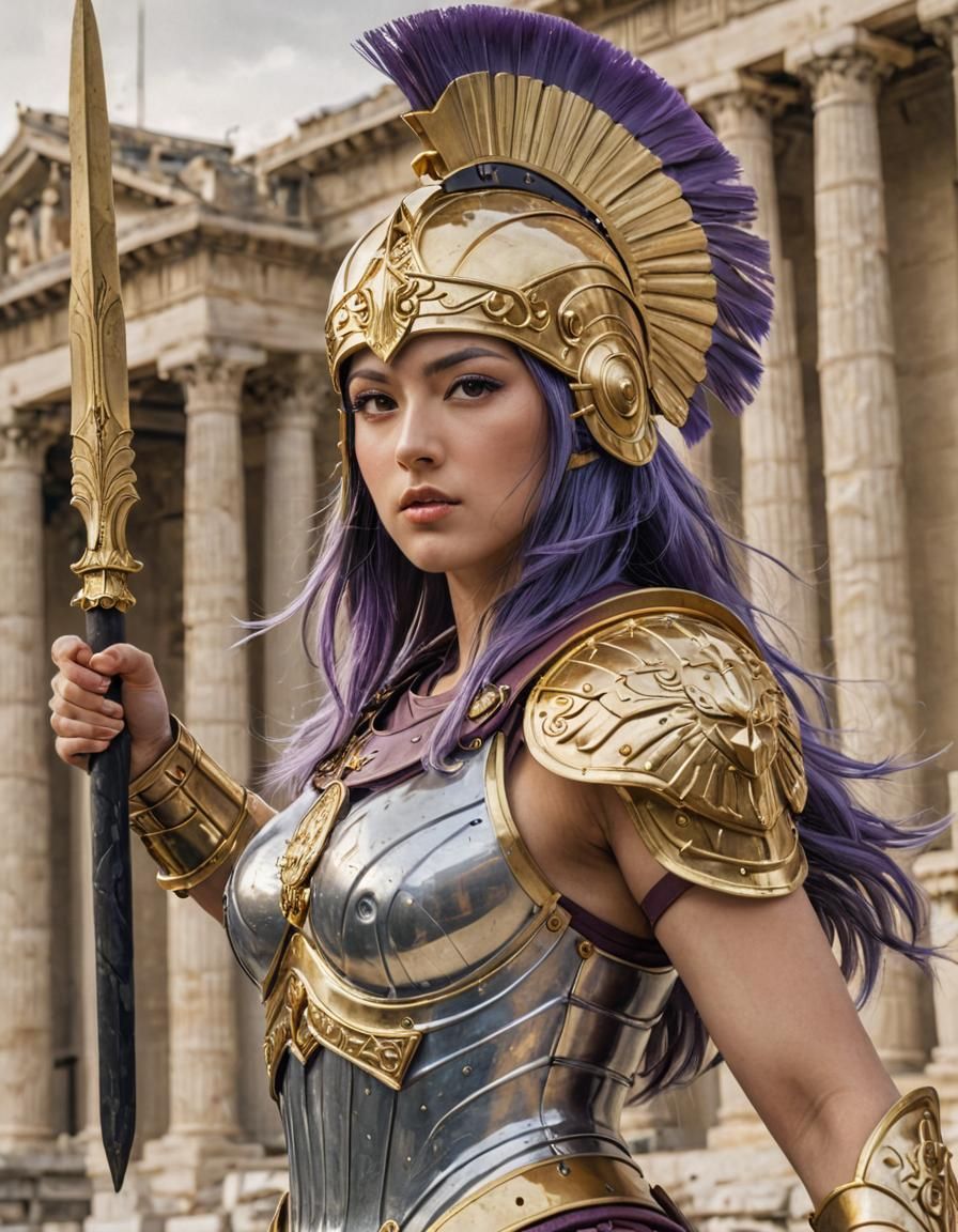 Athena in Hoplite Armor, Yoshitaka Amano Style