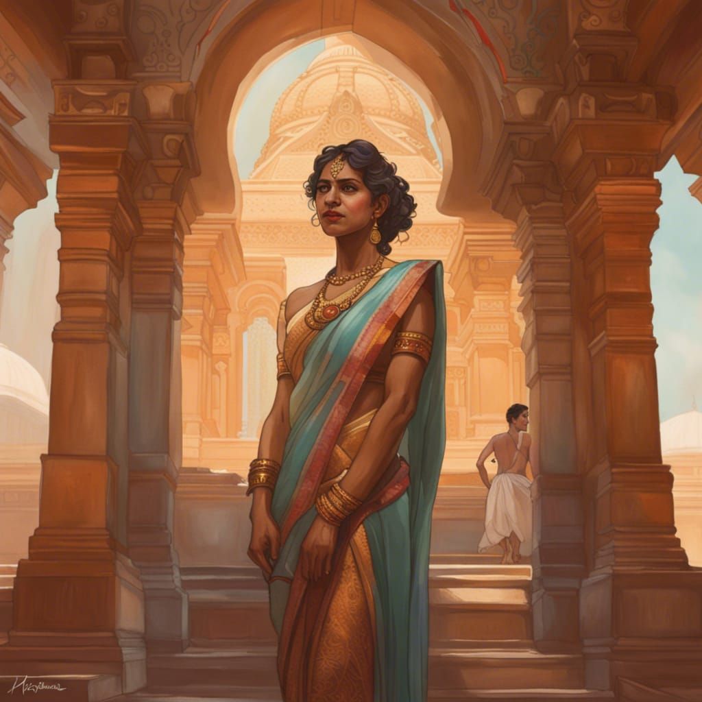 Woman in Saree Swears Oath in Temple