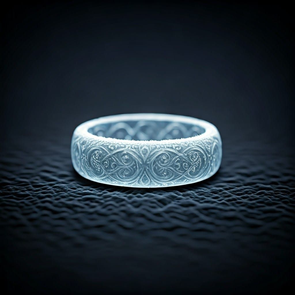 Ethereal Frost Ring with Celtic Knotwork