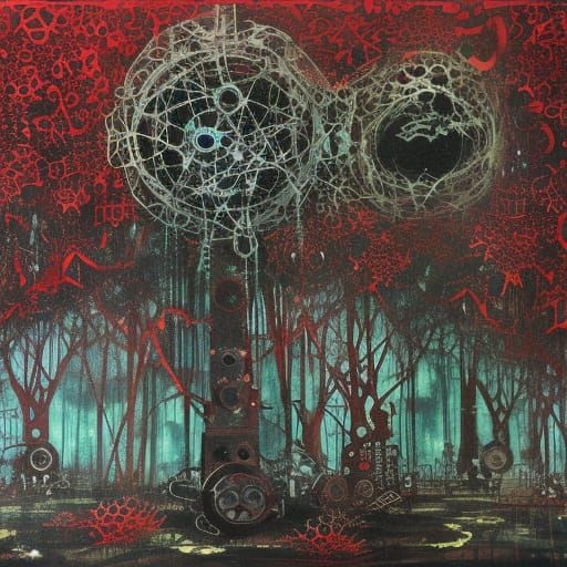 Steampunk Jungle: Detailed Gouache Painting