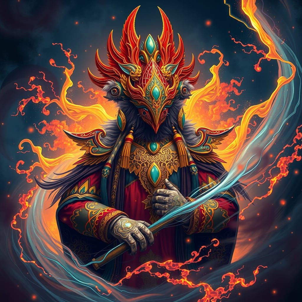 Majestic Muskat in Vibrant, Mystic Attire, Fantasy Concept A...